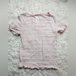 Pink And White Crop Top